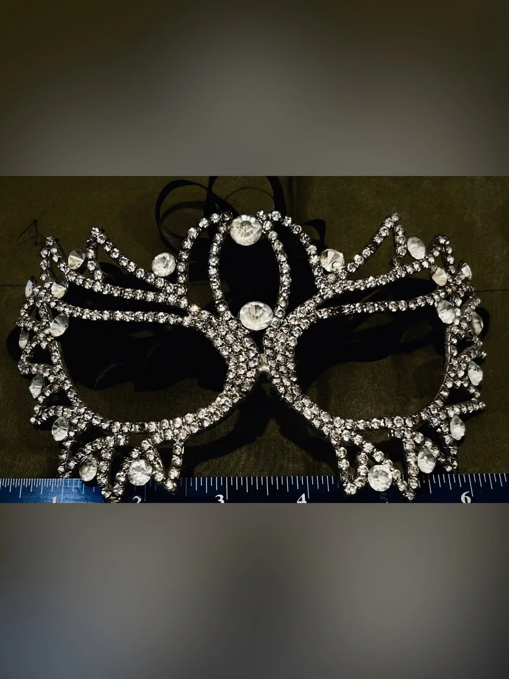 Vintage Crystal Rhinestone Mask, Halloween, Mardi Gras, Masquerade Ball, Theater